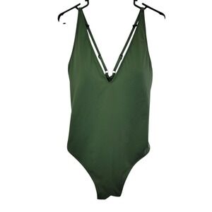 TA3 Swim Hi Cut Plungey Green 3X RL 2.0 Cinching Hour Glass Resort Wear Vacation